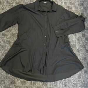 Zeagoo button down collar peplum shirt top goth XL flowy hem